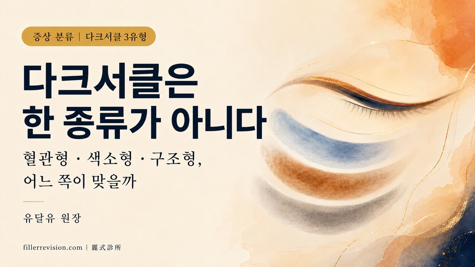 다크서클 3가지 유형: 혈관형·색소형·구조형 — 히알루론산이 효과 있는 유형, 맞으면 오히려 악화되는 유형