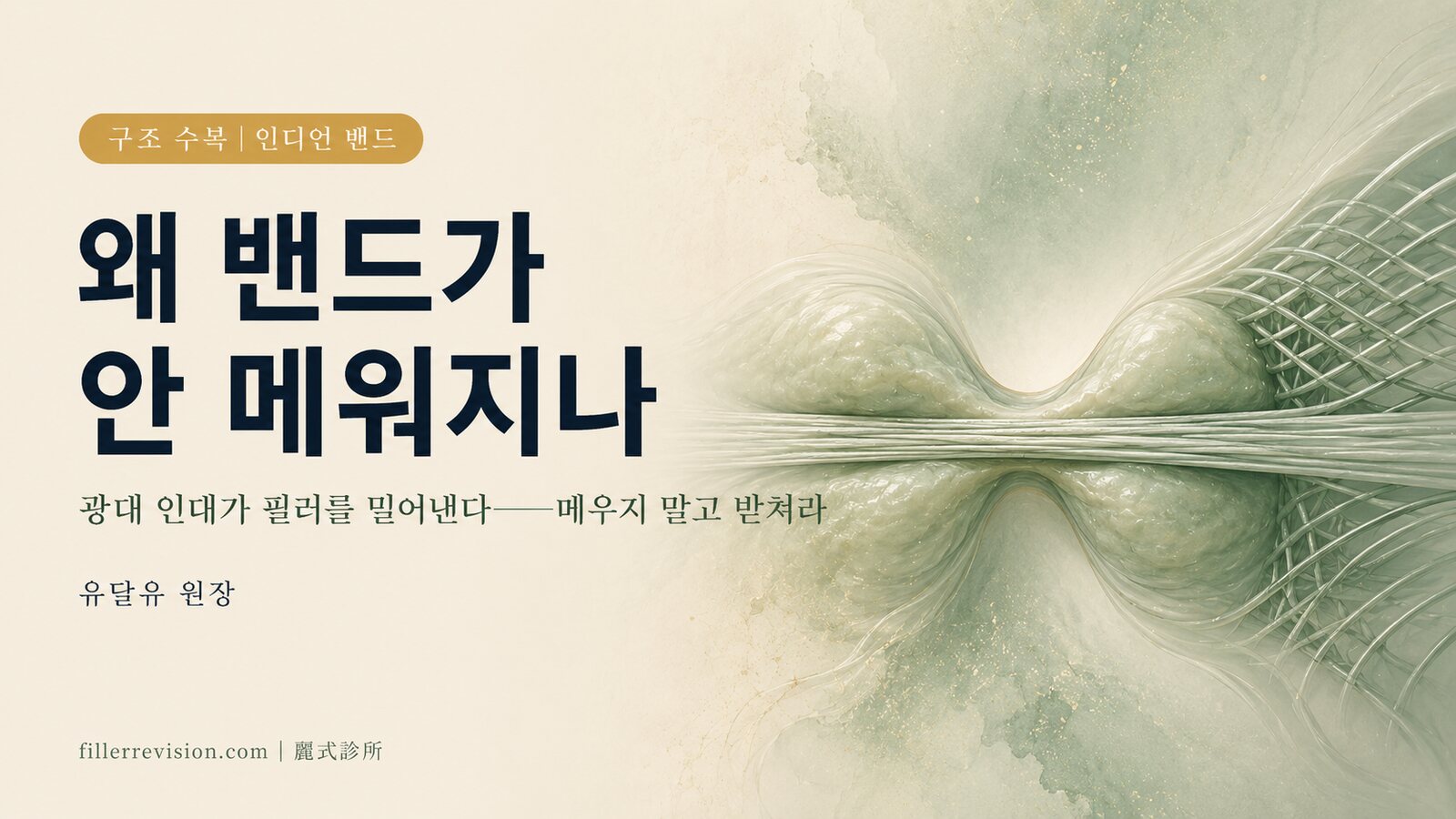 인디언 밴드가 아무리 넣어도 안 메워지고 옆이 띠처럼 부풀었다면? 광대 인대 과충전 교정