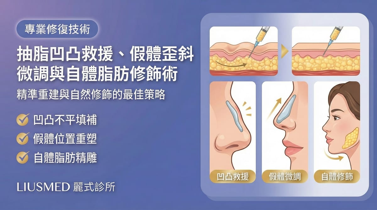 FILLER REVISION 整形修復：抽脂凹凸救援、假體歪斜微調與自體脂肪修飾術